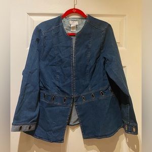 Denim jacket with stud detailing waist accents plus size 1x OSO casuals brand